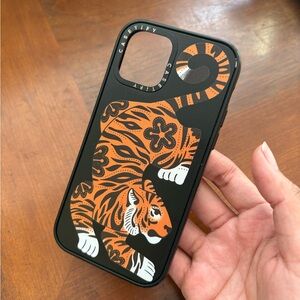 iPhone 12 Casetify Matte Black Fierce Tiger Case